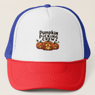 Pumpkin Picking Crew Spooky Halloween Matching Trucker Hat