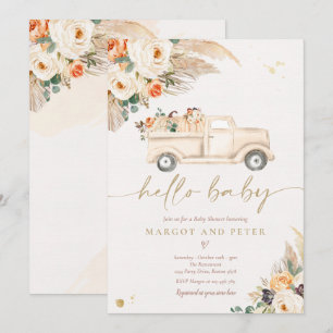 Pumpkin Pickup Truck Gender Neutral Baby Shower Invitation