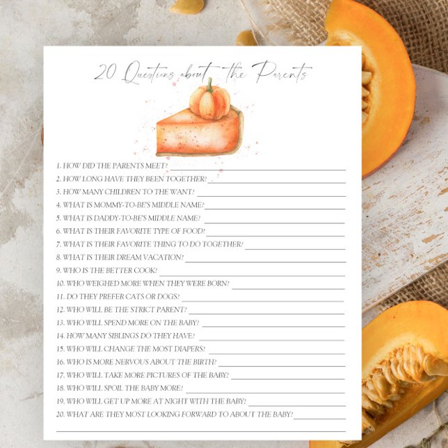 Pumpkin pie - 20 questions about the Parents (Creator Uploaded)