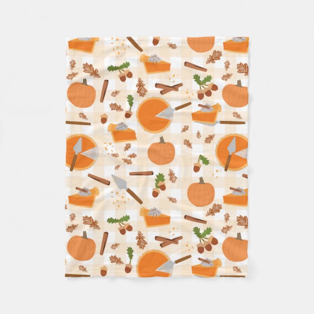 Pumpkin Pie Autumn Fall Pattern Fleece Blanket (Front)