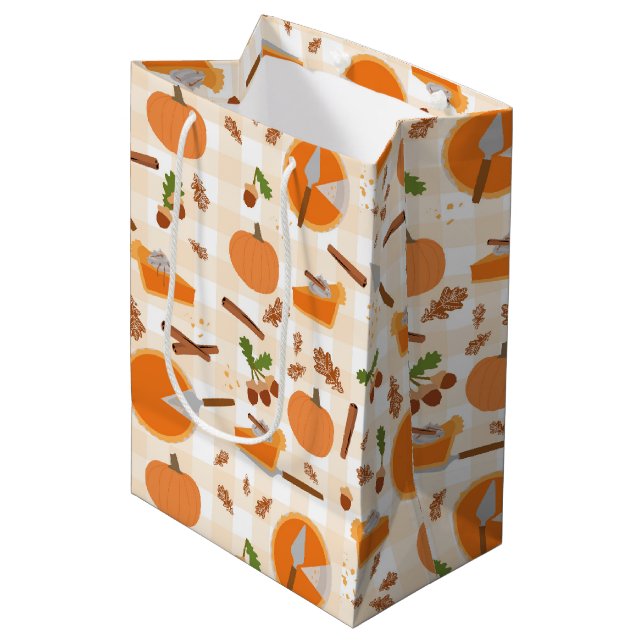 Pumpkin Pie Autumn Fall Pattern Medium Gift Bag (Front Angled)