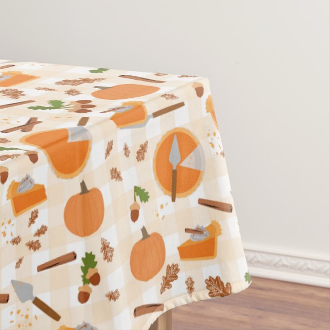 Pumpkin Pie Autumn Fall Pattern Tablecloth (In Situ)
