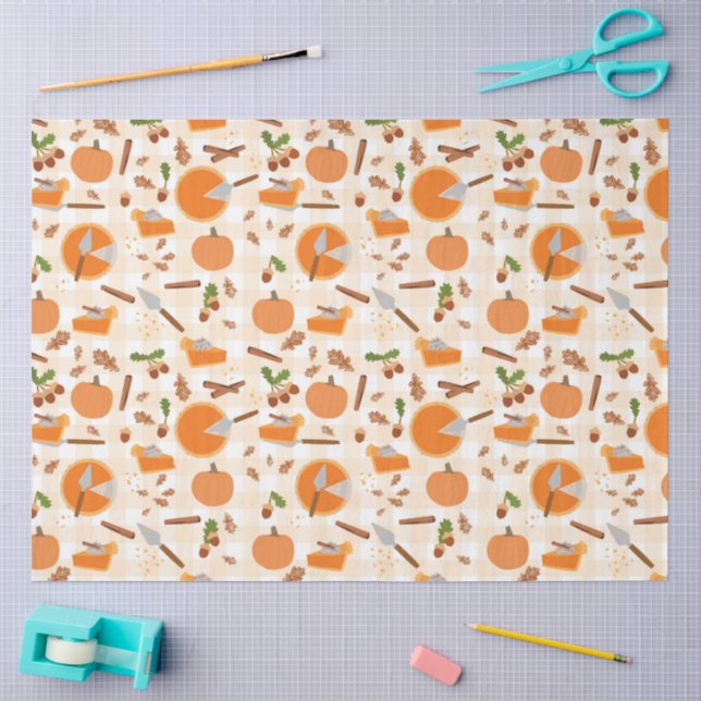 Pumpkin Pie Autumn Fall Pattern Tissue Paper (Craft)