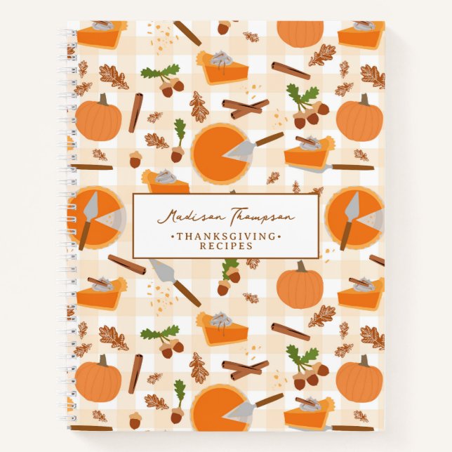 Pumpkin Pie Autumn Fall Thanksgiving Recipe Notebook (Front)