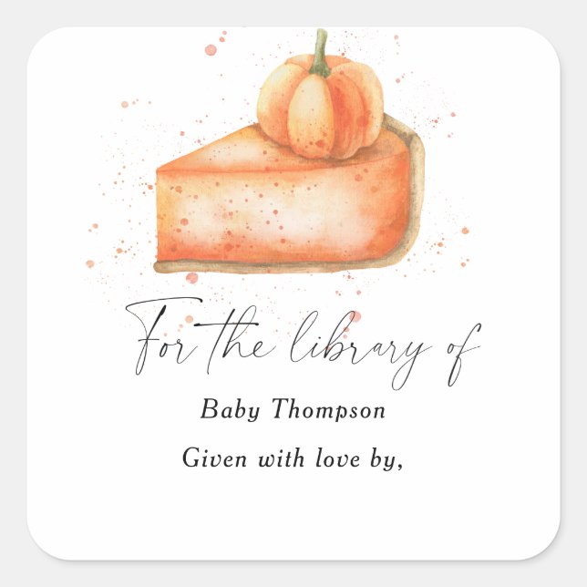 Pumpkin pie - Baby Shower bookplate Square Sticker (Front)