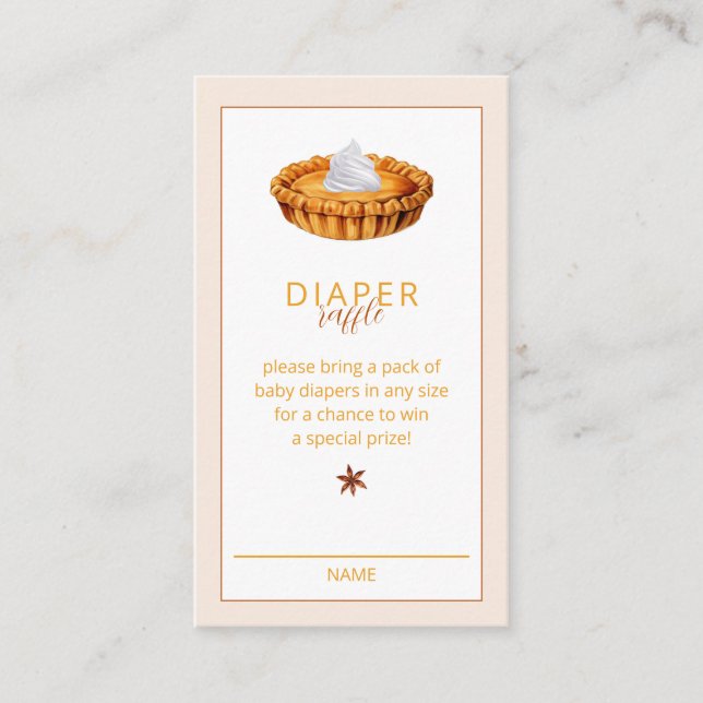 Pumpkin Pie Baby Shower Diaper Raffle Card (Front)