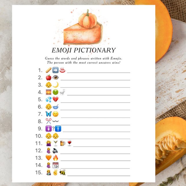 Pumpkin Pie baby shower Emoji pictionary game (Creator Uploaded)