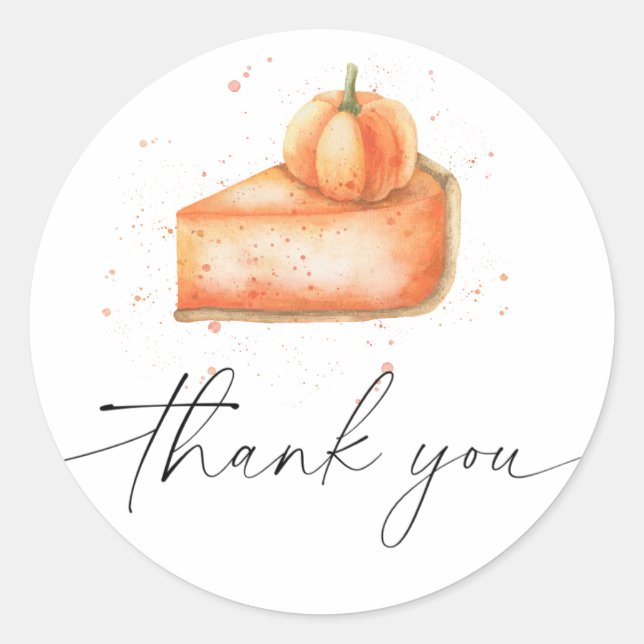 Pumpkin pie baby shower thank you  classic round sticker (Front)