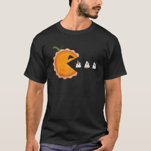 Pumpkin Pie Eating Whipped Cream Halloween Ghosts T-Shirt