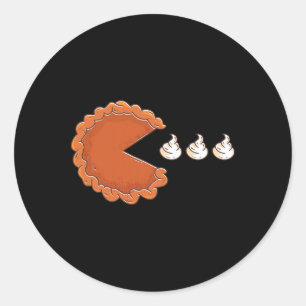 Pumpkin Pie Eating Whipped Cream Thanksgiving Day Classic Round Sticker