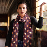 Pumpkin Pie Fall Pattern Scarf<br><div class="desc">Drape yourself in the spirit of autumn with this pumpkin pie scarf, a delicious pattern that's as comforting as the dessert it represents. The rich, deep background is sprinkled with slices of the iconic fall treat, creating a fashionable homage to cosy gatherings and festive seasons. It's the perfect accessory to...</div>