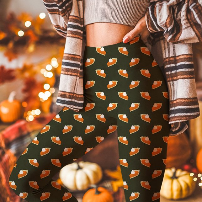 Pumpkin Pie Fall Thanksgiving Green Leggings (Creator Uploaded)