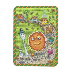 PUMPKIN PIE & FRIENDS THANKSGIVING DAY FOOD MAGNET