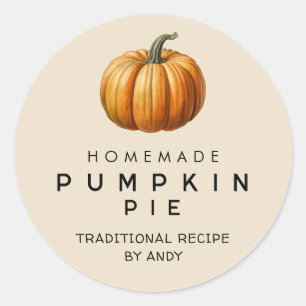 Pumpkin pie homemade recipe classic round sticker