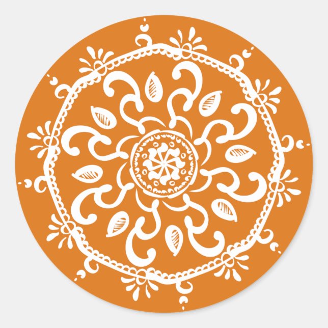 Pumpkin Pie Mandala Classic Round Sticker (Front)