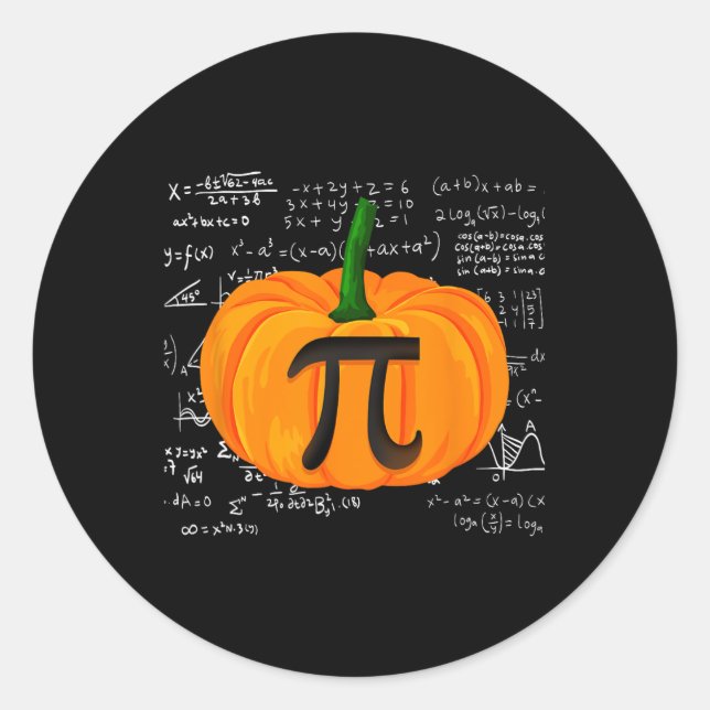 Pumpkin Pie Math Funny Halloween Thanksgiving Pi D Classic Round Sticker (Front)