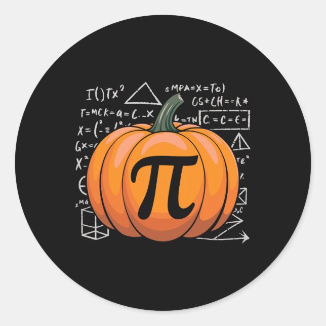 Pumpkin Pie Math Funny Thanksgiving Pi Day Math Te Classic Round Sticker (Front)