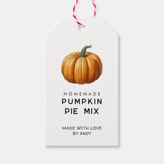 Pumpkin pie mix gift tag with vintage pumpkin (Front)
