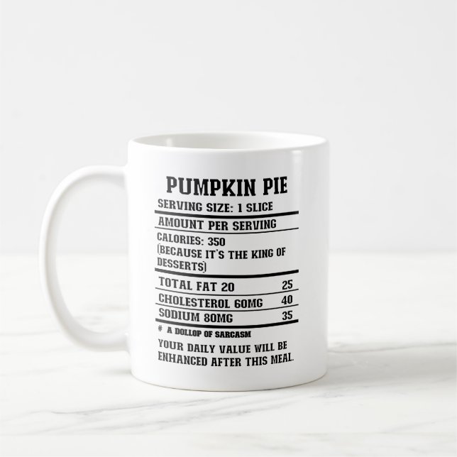 Pumpkin Pie Nutrition Fact.b Coffee Mug (Left)