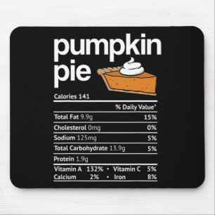 Pumpkin Pie Nutrition Facts Thanksgiving Christmas Mouse Mat