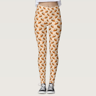 Pumpkin Pie on Orange Gingham Novelty Thanksgiving Leggings