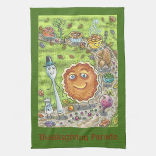 PUMPKIN PIE PARADE, FUN THANKSGIVING KITCHEN TOWEL