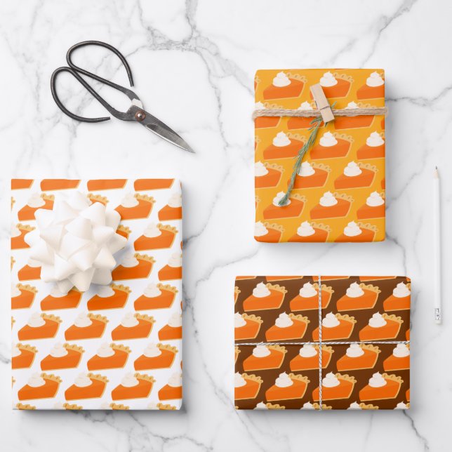 Pumpkin Pie Pattern Wrapping Paper Sheet (Front)