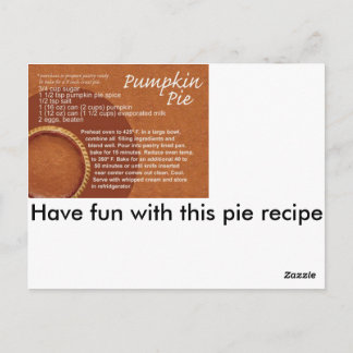 Pumpkin pie recipe postcard