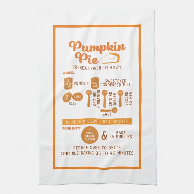 Pumpkin Pie Recipe  Tea Towel (Vertical)