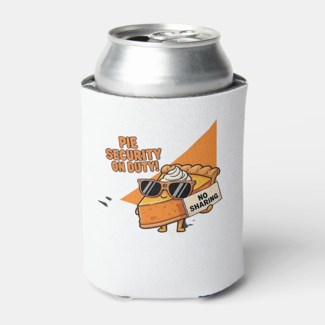 Pumpkin Pie Security Guard Funny Thanksgiving Over Can Cooler (Can Front)