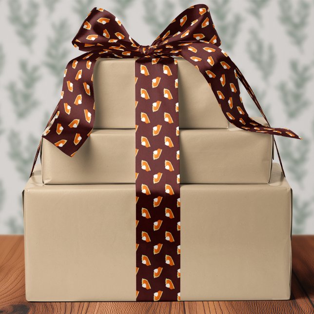 Pumpkin Pie Slice Burgundy Thanksgiving  Satin Ribbon (Creator Uploaded)