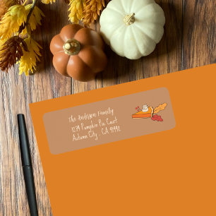 Pumpkin Pie Slice Doodle Fall Return Address Label