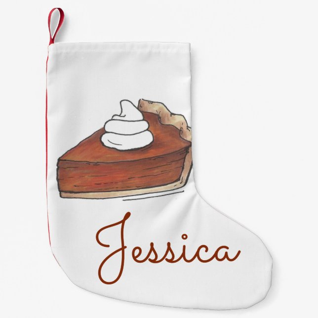 Pumpkin Pie Slice Thanksgiving Holiday Dinner Small Christmas Stocking (Front)