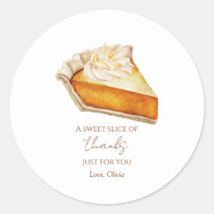 Pumpkin Pie Slice Watercolor Round Sticker