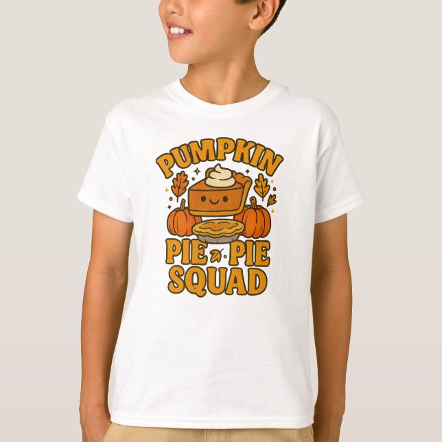 Pumpkin Pie Squad Thanksgiving Kids' T-Shirt (Front)
