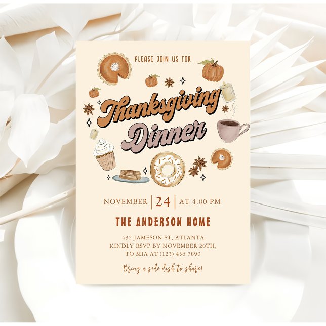 Pumpkin Pie Thanksgiving Dinner Friendsgiving Invitation (Creator Uploaded)