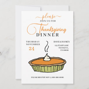 Pumpkin Pie, Thanksgiving Dinner Invitation