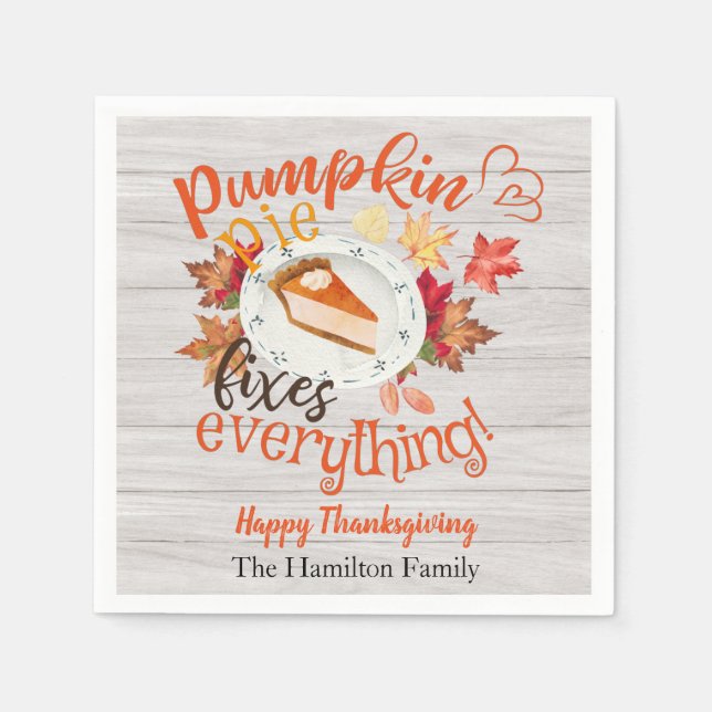 Pumpkin Pie Thanksgiving Dinner Napkins (Front)