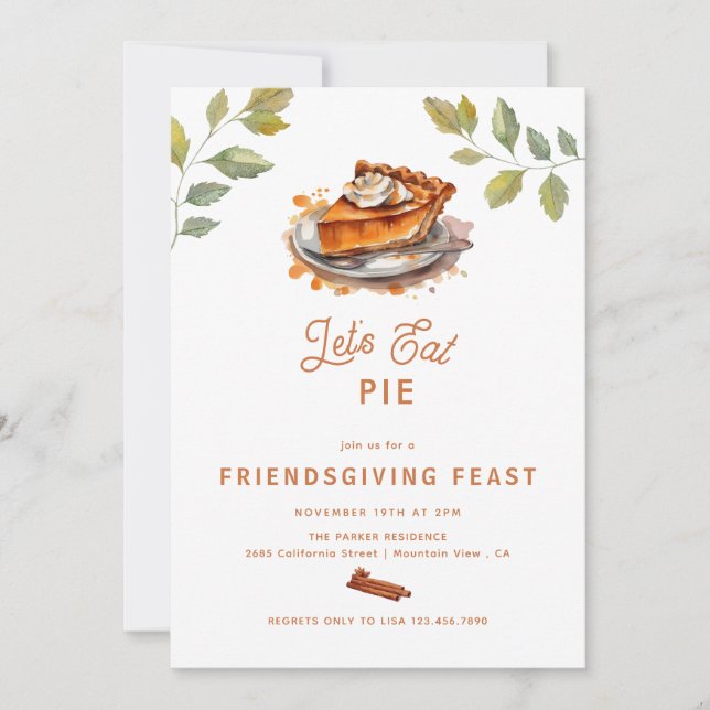 Pumpkin Pie | Thanksgiving Invitations (Front)
