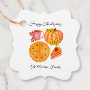 Pumpkin Pie Thanksgiving Orange White  Favour Tags