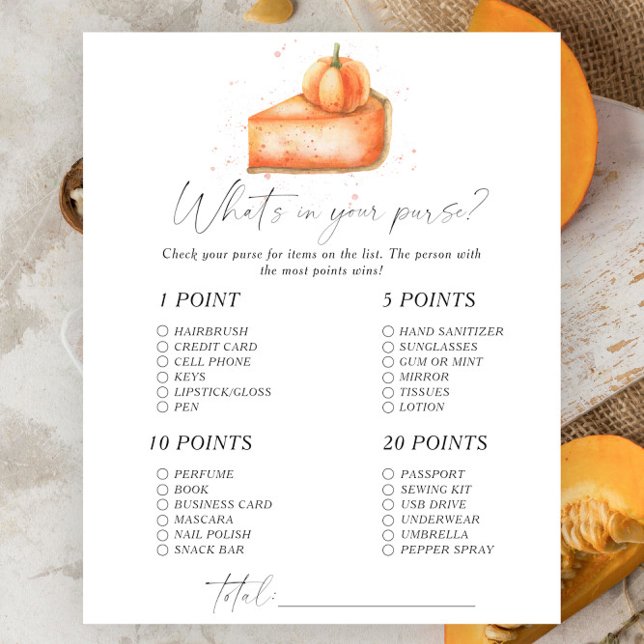 Pumpkin pie - What's in your purse game (Creator Uploaded)