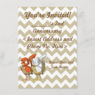 Pumpkin Pie/White and Gold Reptilian Bird Joint Invitation