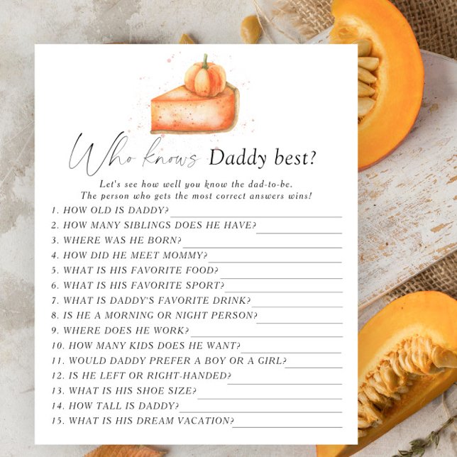 Pumpkin pie - Who knows daddy best game (Creator Uploaded)