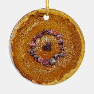 Pumpkin Pie with Cranberries Christmas Ceramic Tree Decoration