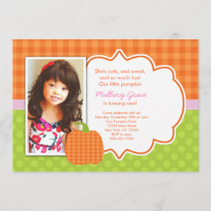 Pumpkin Pink birthday invitation - great for first