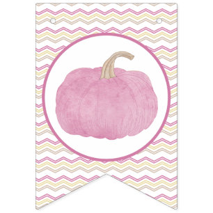 Pumpkin Pink Birthday Party Bunting Flags