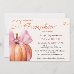 Pumpkin Pink Bow Baby Shower Enclosure card