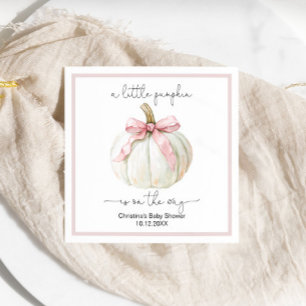 Pumpkin & Pink Bow Baby Shower Napkin