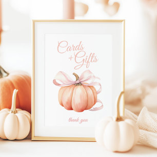 Pumpkin Pink Bow Cards & Gifts Table Sign
