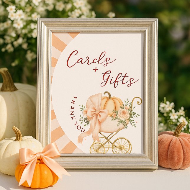 Pumpkin Pink Bow Cards & Gifts Table Sign Poster (Creator Uploaded)